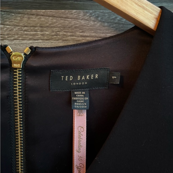 Ted Baker London Rastel Sheath V-Neck Knee Length Black Dress Size 1 - Picture 6 of 6